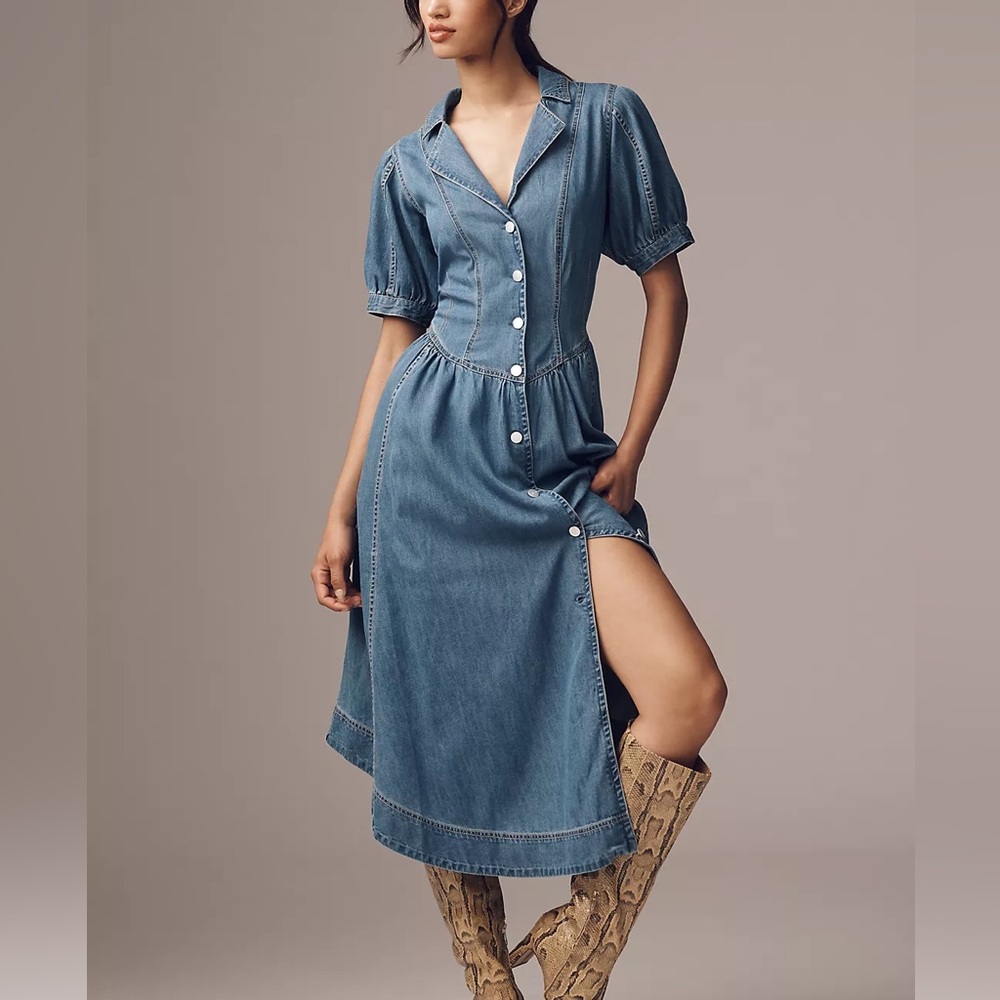 Pilcro Blue Button-Down Dress